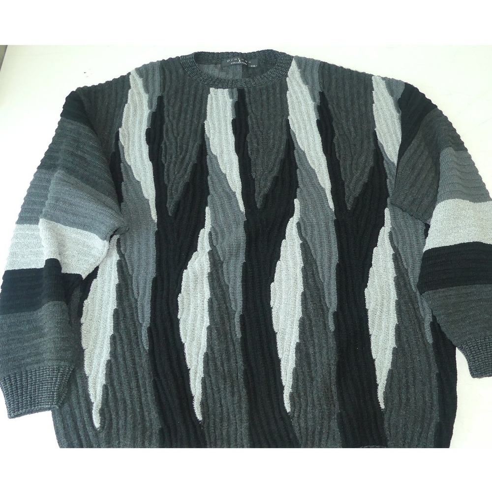 Protege Collection Mens XXL Textured 3D Knit Crewneck Sweater Coogi Style USA
